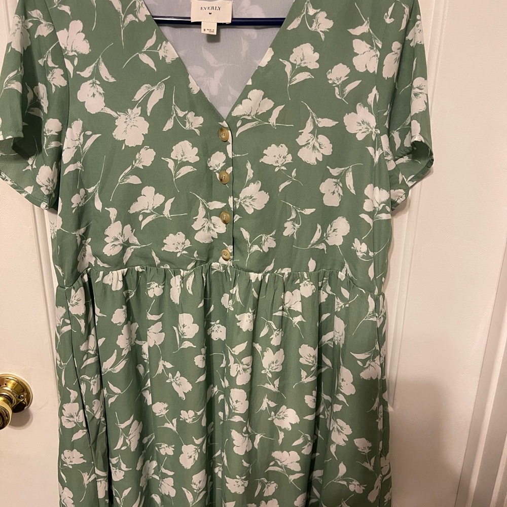 Everly Green Floral Casual Dress